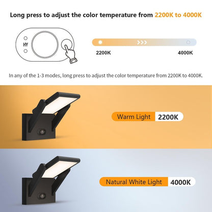 illumishin Solar Outdoor Motion Sensor Wall Light, LED Dimmable Modern Exterior Light Fixture, Rotatable with 3 Lighting Modes, Aluminum, IP65 Waterproof for Porch, Patio, Garden, Garage, Front