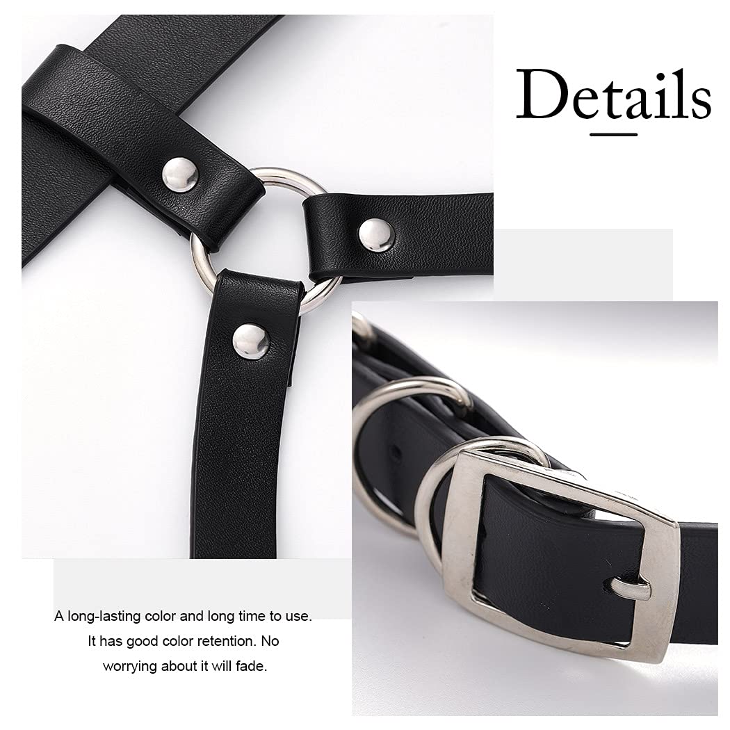 TWINKLEDE Black Leather Belt Leg Thigh Rave Nightclub Body Accessories for Women