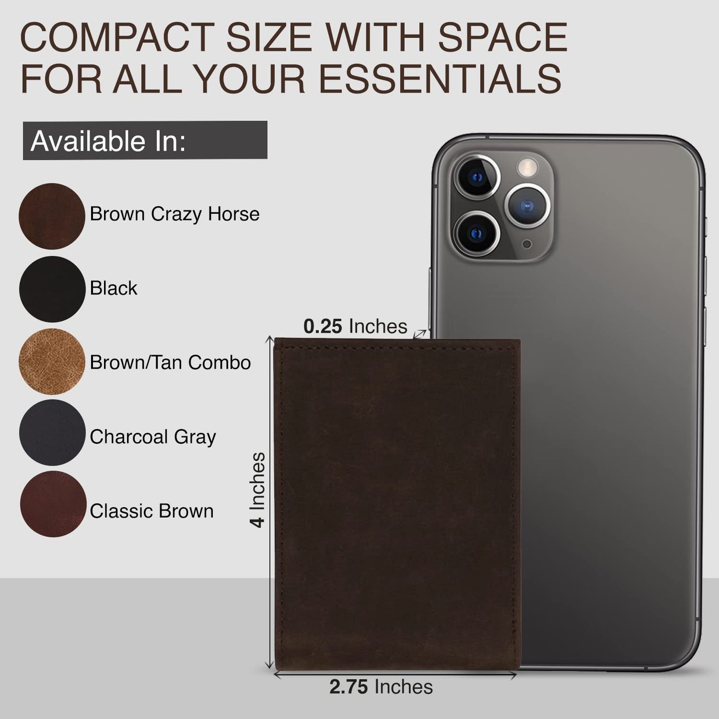 NKPT Slim Leather Credit Card Holder Wallet for Men | Full-Grain Leather, RFID Blocking, 6 Card Slots | Brown and Tan