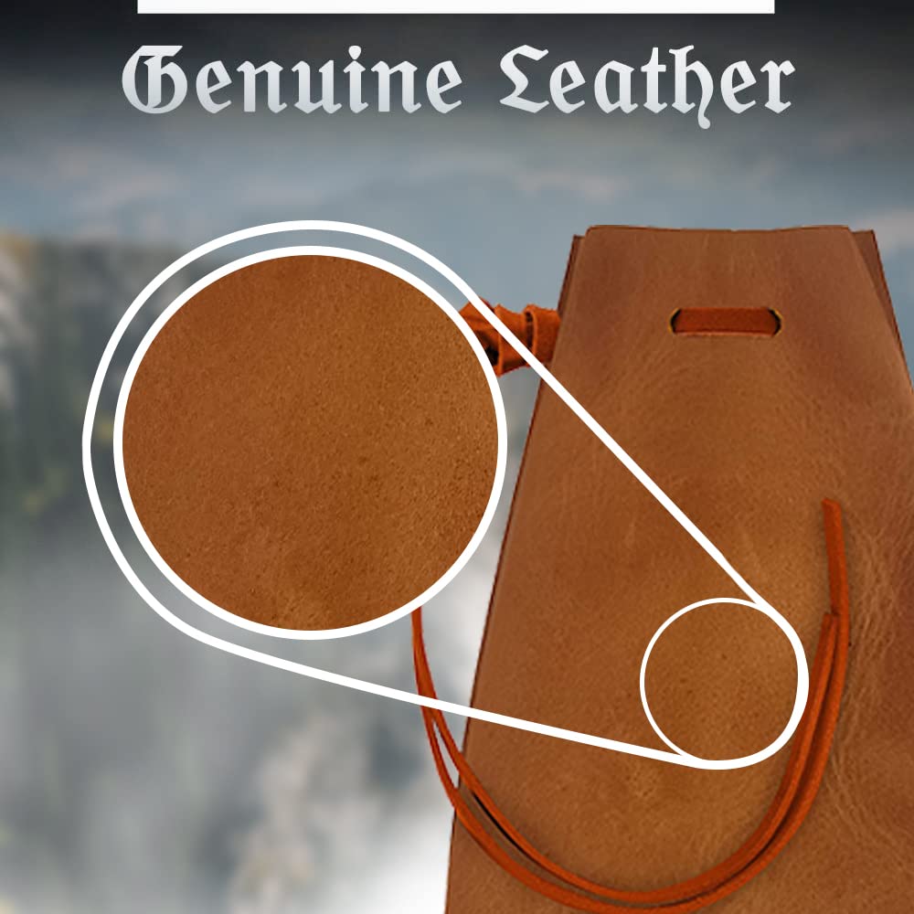 Nabob Leather Leather Drawstring Pouch, Coin Bag, Medicine Tobacco Pouch Medieval Reenactment Made in U.S.A Size 8.5" x 6"