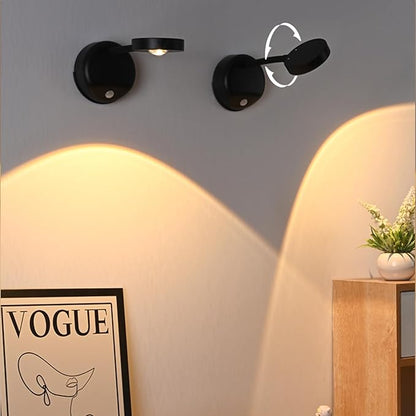 Battery Operated 4 Pack 2200mAh Picture Light with Motion Sensor and Rotatable Tube, Art Display Light for Picture Frame (Black)