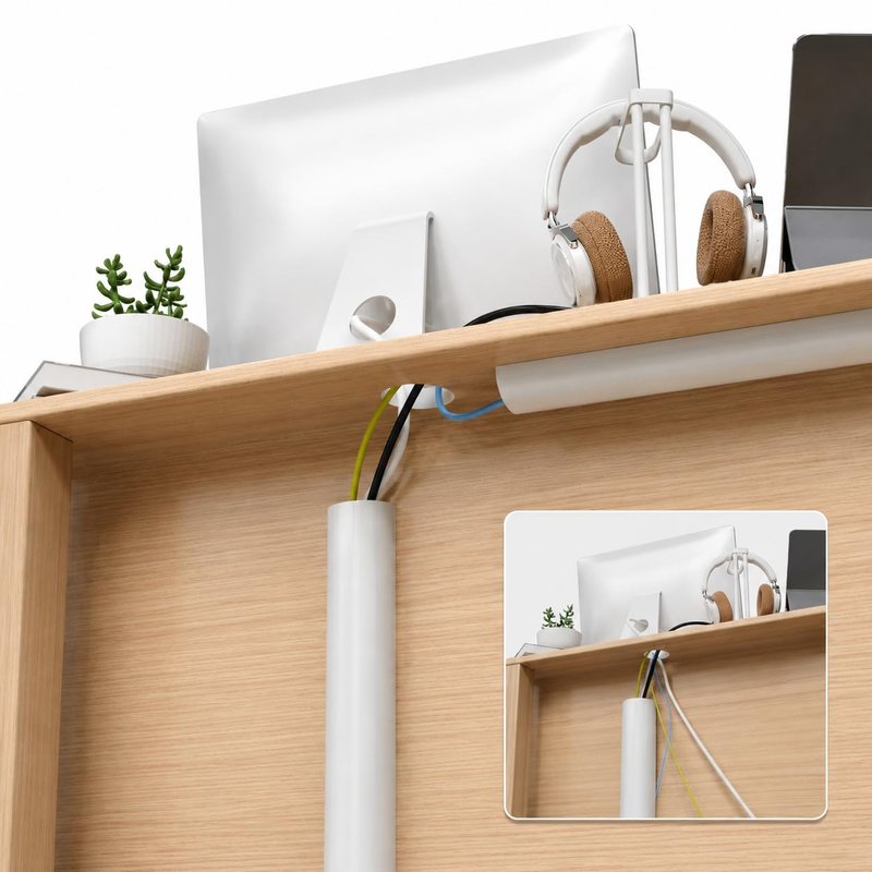 Cord Hider Raceway Kit, 39 inch Wall Cable Hider for 1 Cable, Silicone Material Hiding Wall Mount TV Powers Cords in Home Office, W0.59 H0.39in White