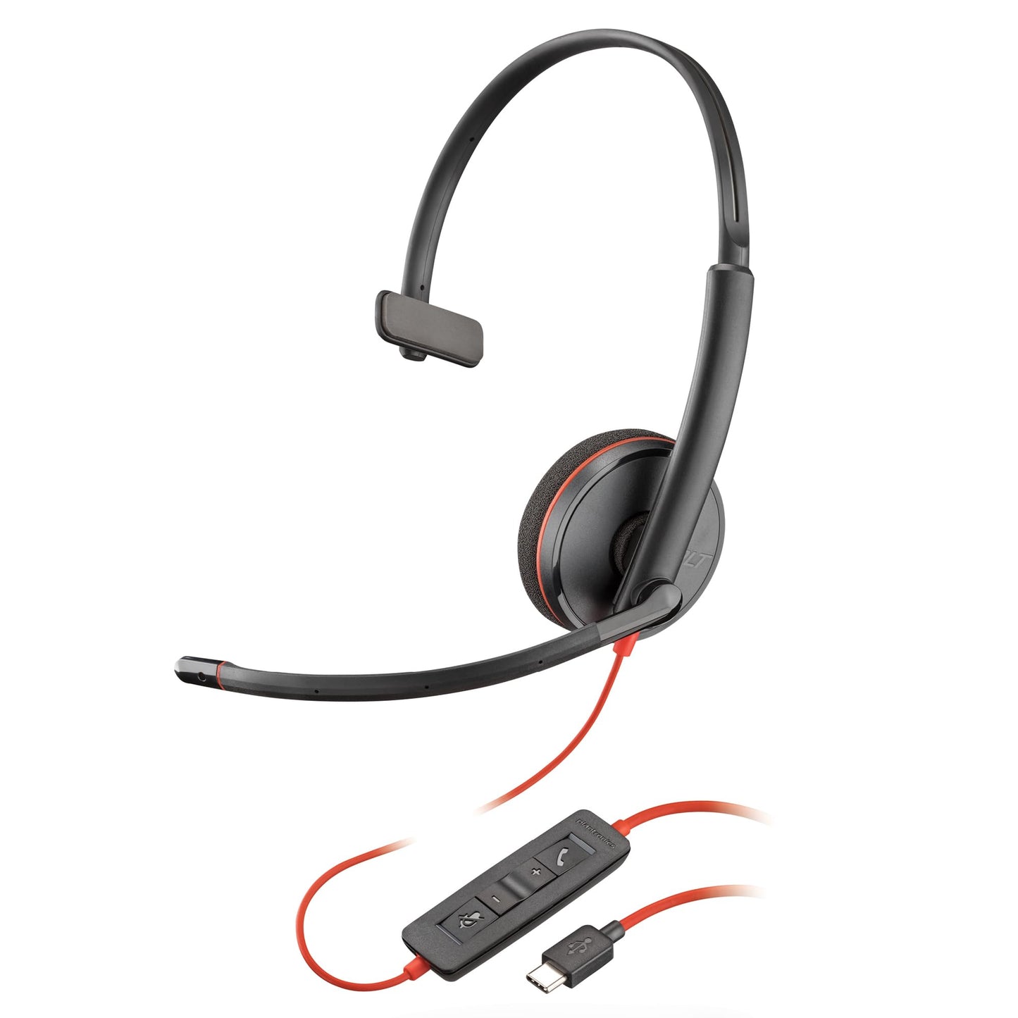 Poly Blackwire 3210 Wired Headset (Plantronics) - Noise-Canceling Mic - Single-Ear Design - Connect to PC/Mac via USB-C or USB-A - Works w/Teams, Zoom - Amazon Exclusive