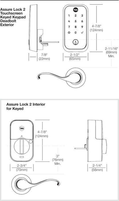 Yale Security Assure Lock 2 Deadbolt, Black Suede Keyed Smart Entry Door Lock with Wi-Fi Connected Keypad for Code Entry and Remote Access, YRD410-WF1-BSP