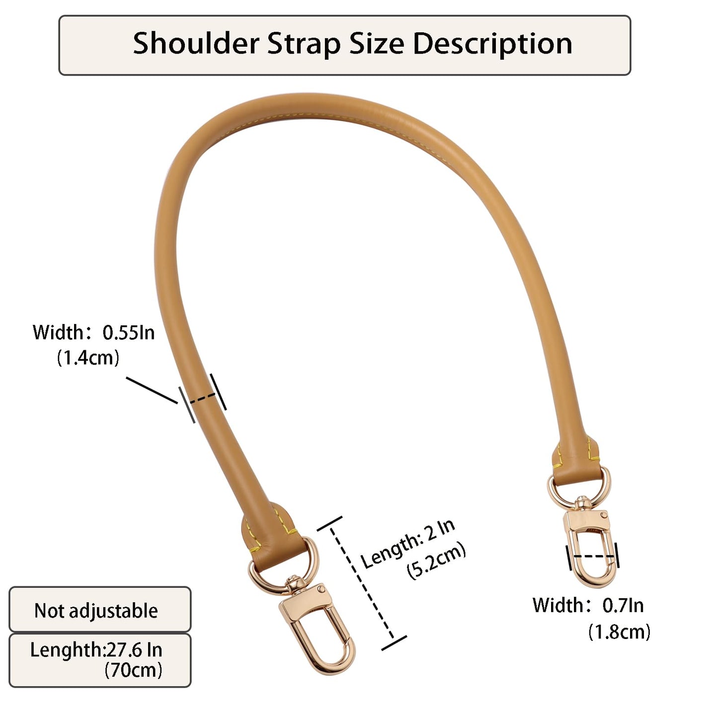 Genuine Vachetta Leather Short Shoulder Strap Compatible with Speedy 25 30 & Soft Speedy 30, Handmade Replacement Armpit Bag Strap with Precision Stitching Beeswax/Apricot (Length:27.5in-Beeswax)