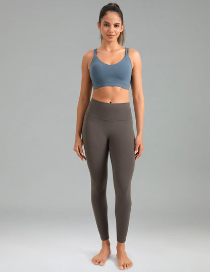 Colorfulkoala Dreamlux No Front Seam Leggings for Women 25" Inseam, High Waisted Buttery Soft 7/8 Yoga Pants (XS, Major Brown)
