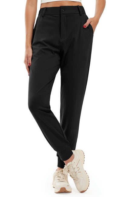 Libin Women's 4-Way Stretch Golf Joggers Pants with Pockets, Tapered Athletic Running Sweatpants, Work Dress Casual Slacks for Women, Black M