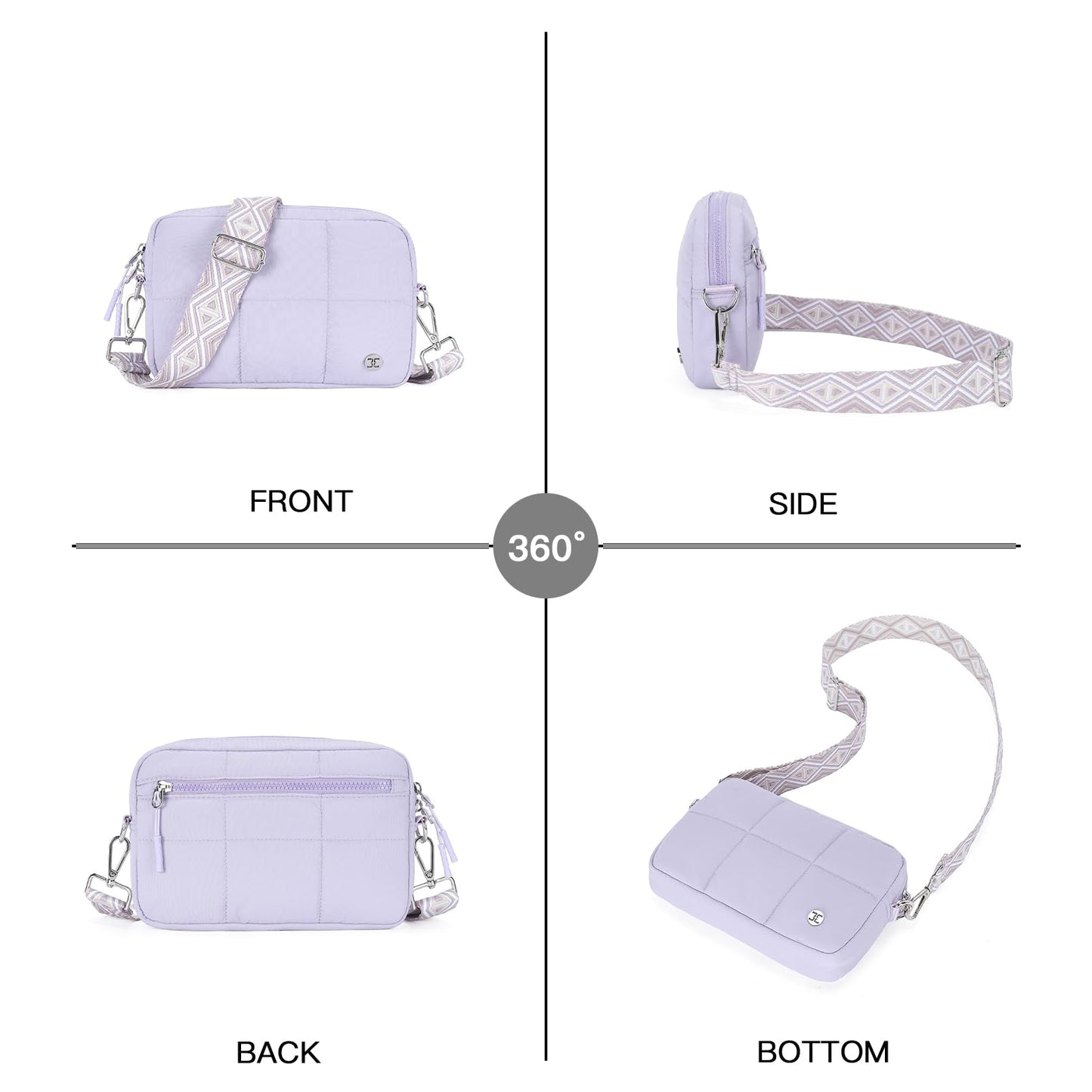 Telena Crossbody Bags for Women Cross Body Purse with Guitar Strap Lightweight Puffer Shoulder Bag for Travel