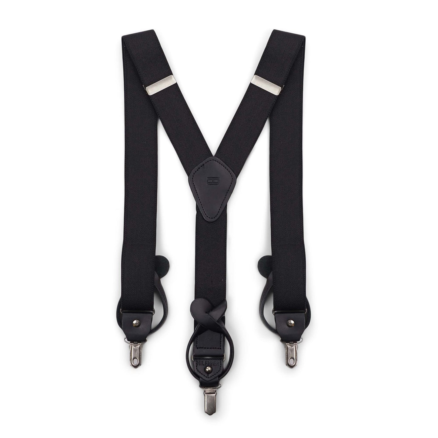Tommy Hilfiger mens 32mm With Convertible Clip, Button and Strap apparel suspenders, Black, One Size US