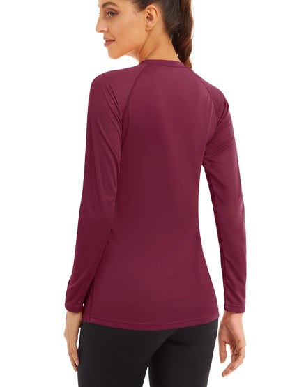 MAGCOMSEN Long Sleeve T Shirts for Women Sun Protection Shirts for Women Performance Summer Tee Running Shirts for Women Workout Shirts for Women Wine Red
