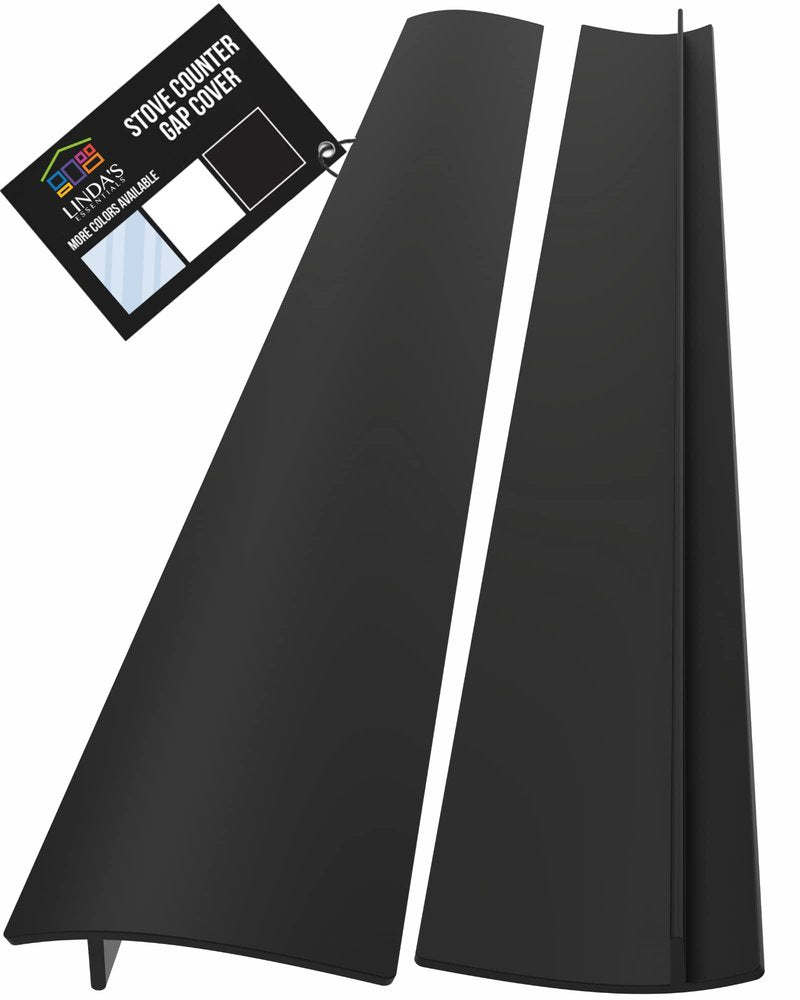 Linda’s Essentials Silicone Stove Gap Covers (2 Pack), Heat Resistant Oven Gap Filler Seals Gaps Between Stovetop and Counter, Easy to Clean Stove Gap Guard (25 Inches, Black)