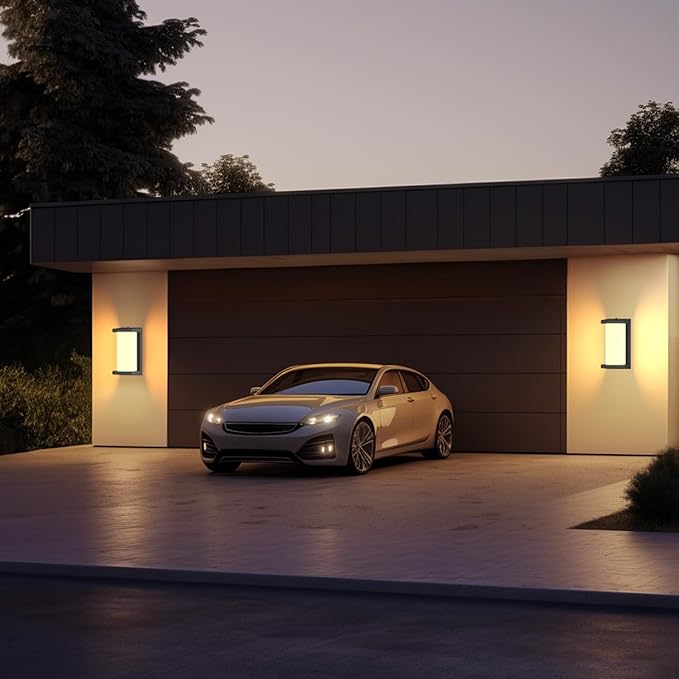 Dusk to Dawn Outdoor Wall Lamp Porch Lights,3 Color Modern Exterior Lighting Fixtures,Outdoor Waterproof for Front Porch Light,LED Wall Mount Sensor Outside Lights for House,Garage,Backyard