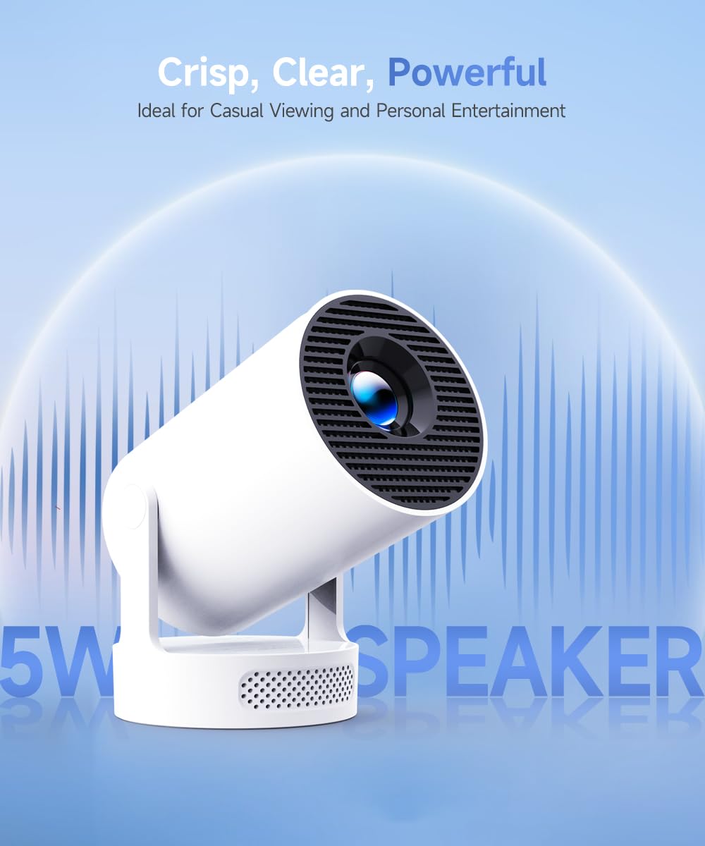Magcubic Mini Projector 4K support with WiFi 6 and Bluetooth 5.4, 5w Soundbase Speaker, Auto Vertical Keystone 180°Rotatable Portable Proyector for Home Bedroom Outdoor HY300Pro+