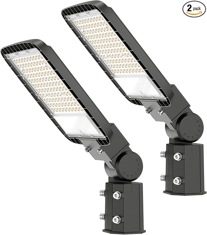 150W Led Parking Lot Lights with Dusk to Dawn Photocell 120V Slip Fitter Pole Mount Lights 5000K Outdoor IP65 Waterproof Commercial Street Area Lighting for Parking Lot, Barn, Church 2Pack