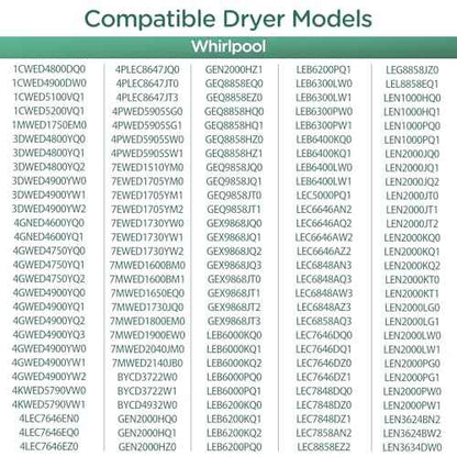 Dryer Heating Element Kit for whirl-pool WED5010LW0 WED5010LW1 WED7000DW2 WED5200VQ0 LER4634JQ0 LER3624PQ0 LER5636EQ3 LER4634PQ0 WED5540SQ0 WED5600SQ0 WED4900XW2 WED5100VQ0