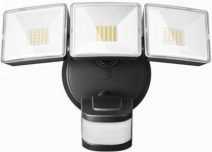 OREiN 4500LM/30W Flood Lights Outdoor, 180°/50FT Motion Sensor Outdoor Lights 3 Modes Dusk to Dawn IP65 Waterproof LED Security Light for 4500SQ.FT Area for Yard Garden, Black (Hardwired)