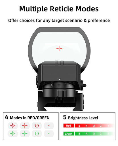 EZshoot Rechargeable Motion Awake Multiple Reticle Red Green Dot Sight, 40mm (1.6") Large Lens Reflex Sight, Red Dot Scope Optics for 20mm Picatinny Rail, Paintball Sights with Absolute Co-Witness
