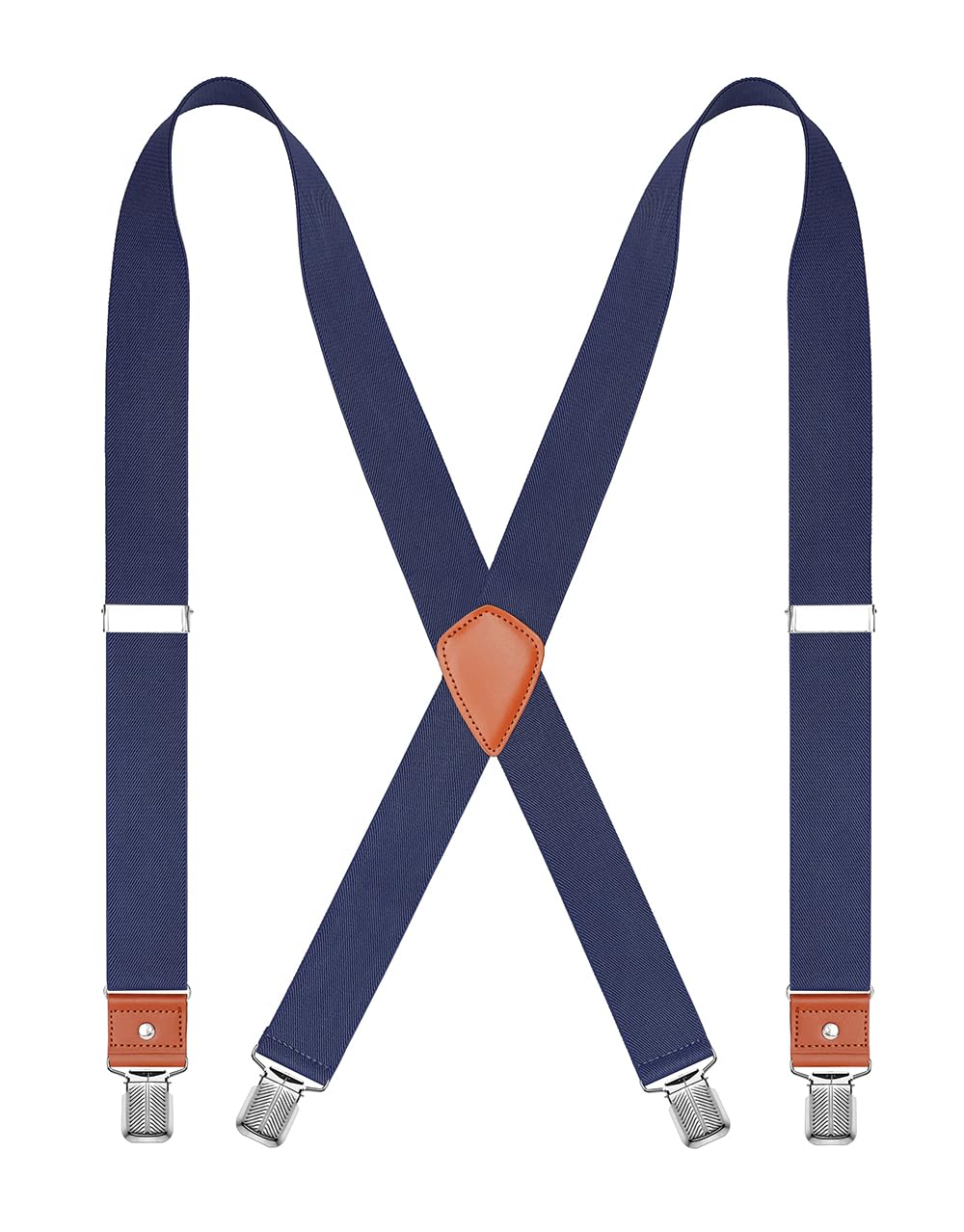 CEAJOO Mens Suspenders Heavy Duty 1.4 Inch X-Back Adjustable Elastic Braces with Strong Clips and Straps Navy Blue 43"