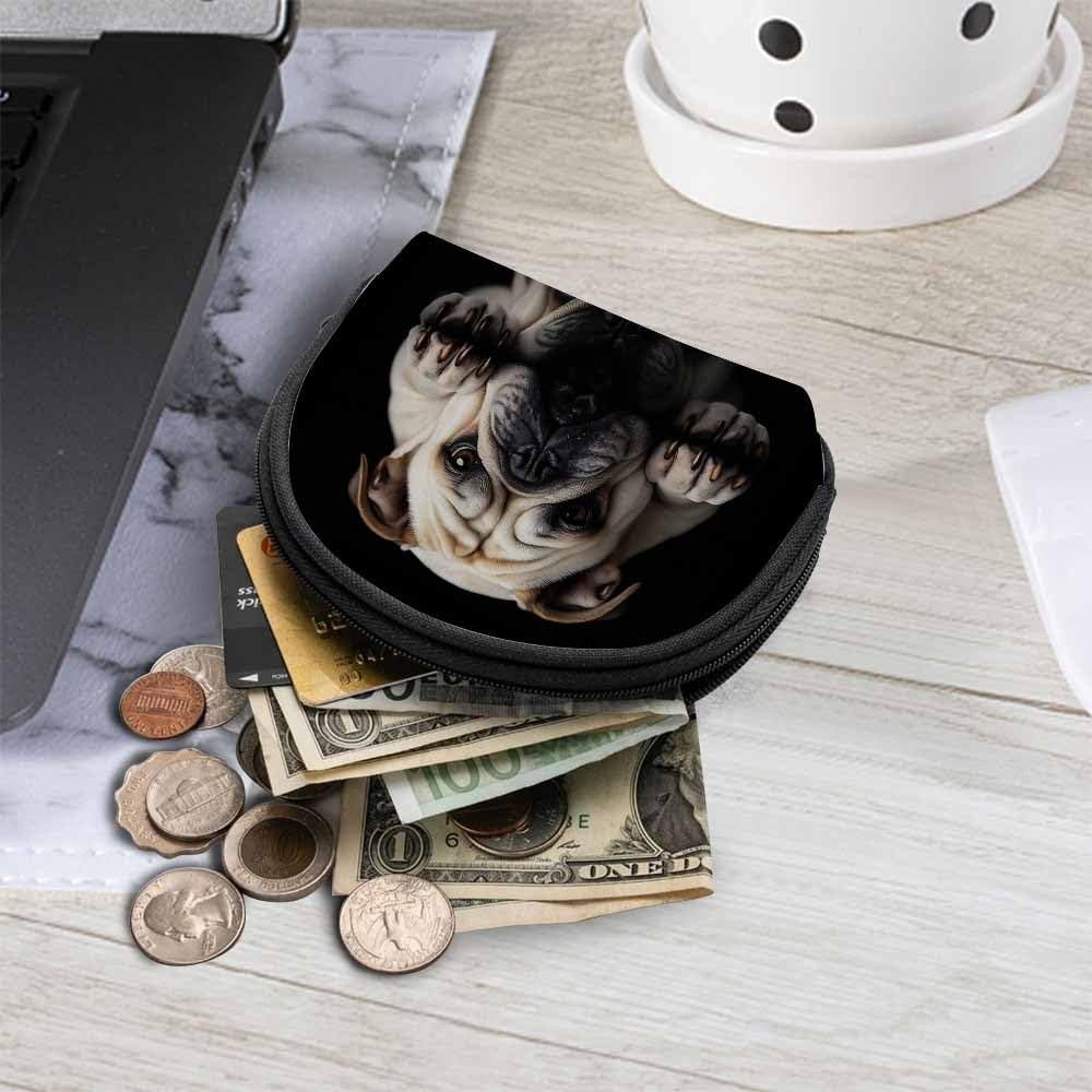 IBILIU Small Coin Purse Funny Dog Bulldog Mini Wallet Coin Pouch Change Purse For Women Men