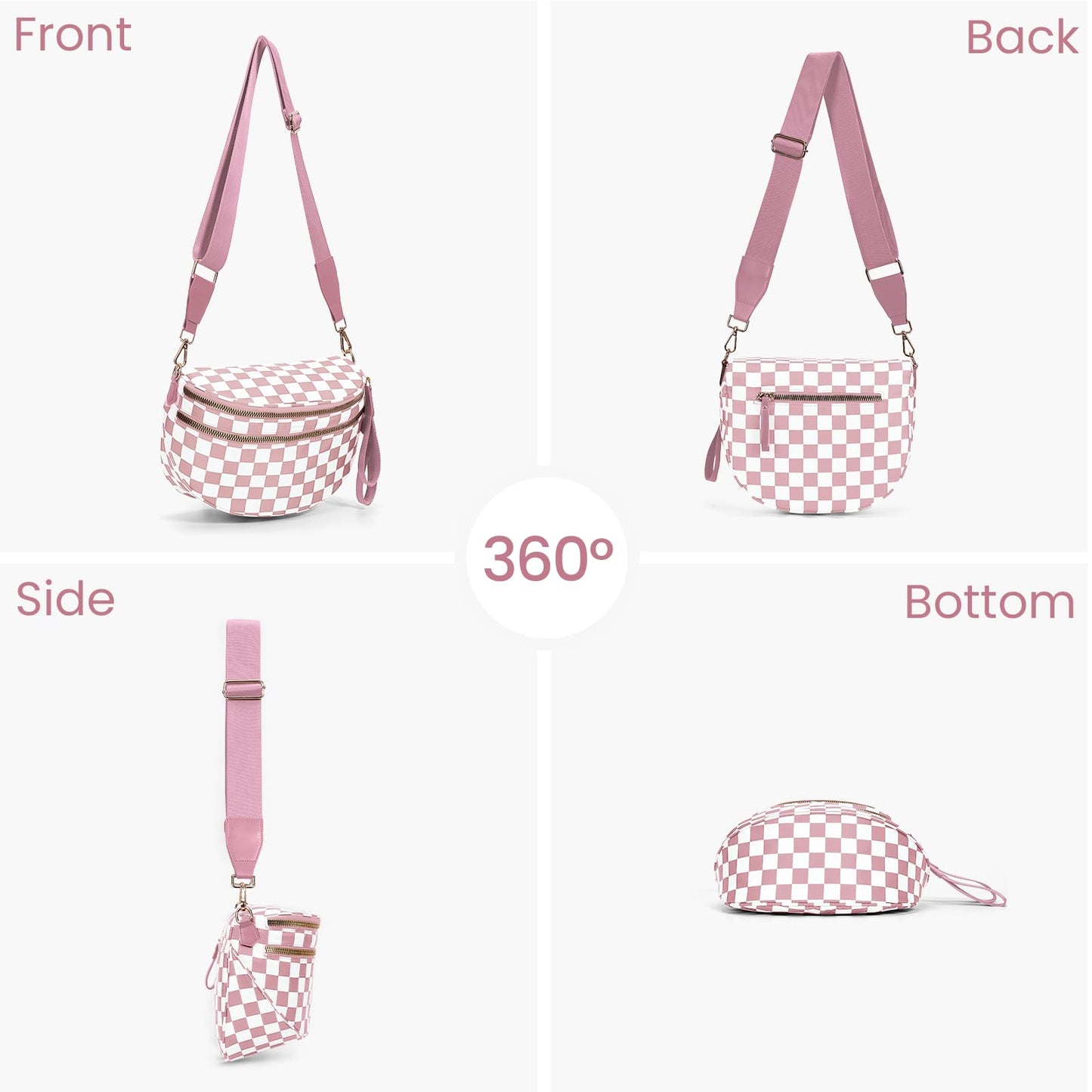 Checkered Crossbody Bum Bags for Women Nylon Checkered Purse Checkerboard Fanny Pack
