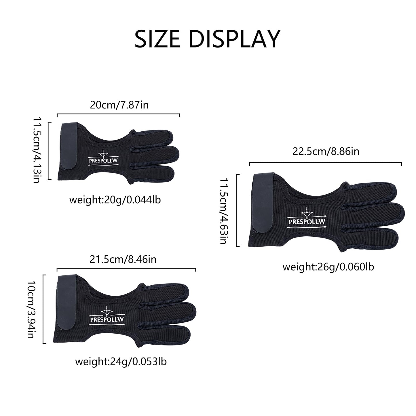 Prespollw Archery Glove Three-Finger Guard – Protective Shooting Glove for Men & Women, Ideal for Recurve & Compound Bow Hunting and Target Practice (X-Large)