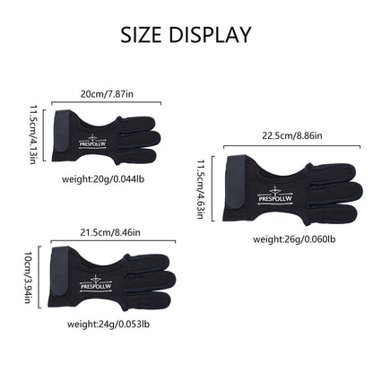 Prespollw Archery Glove Three-Finger Guard – Protective Shooting Glove for Men & Women, Ideal for Recurve & Compound Bow Hunting and Target Practice (X-Large)