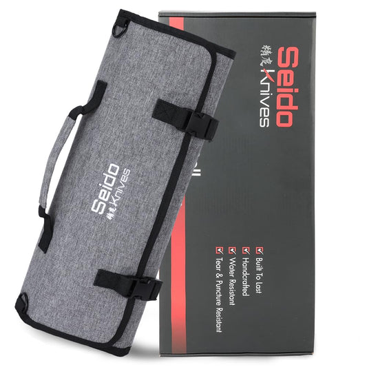 Seido Knives Chef's Knife Roll Bag (16 Slots), Waterproof Knife Storage Bag, Roll-up Knife Bag, Portable Knife Carrier, Travel Knife Bag | Culinary Knife Case for Chefs & Students