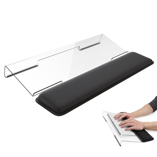 Laborio Computer Keyboard Wrist Rest Stand for Desktop, Keyboard Holder for Easy Typing with Wrist Pad for Office Desk, Home, School (Clear)