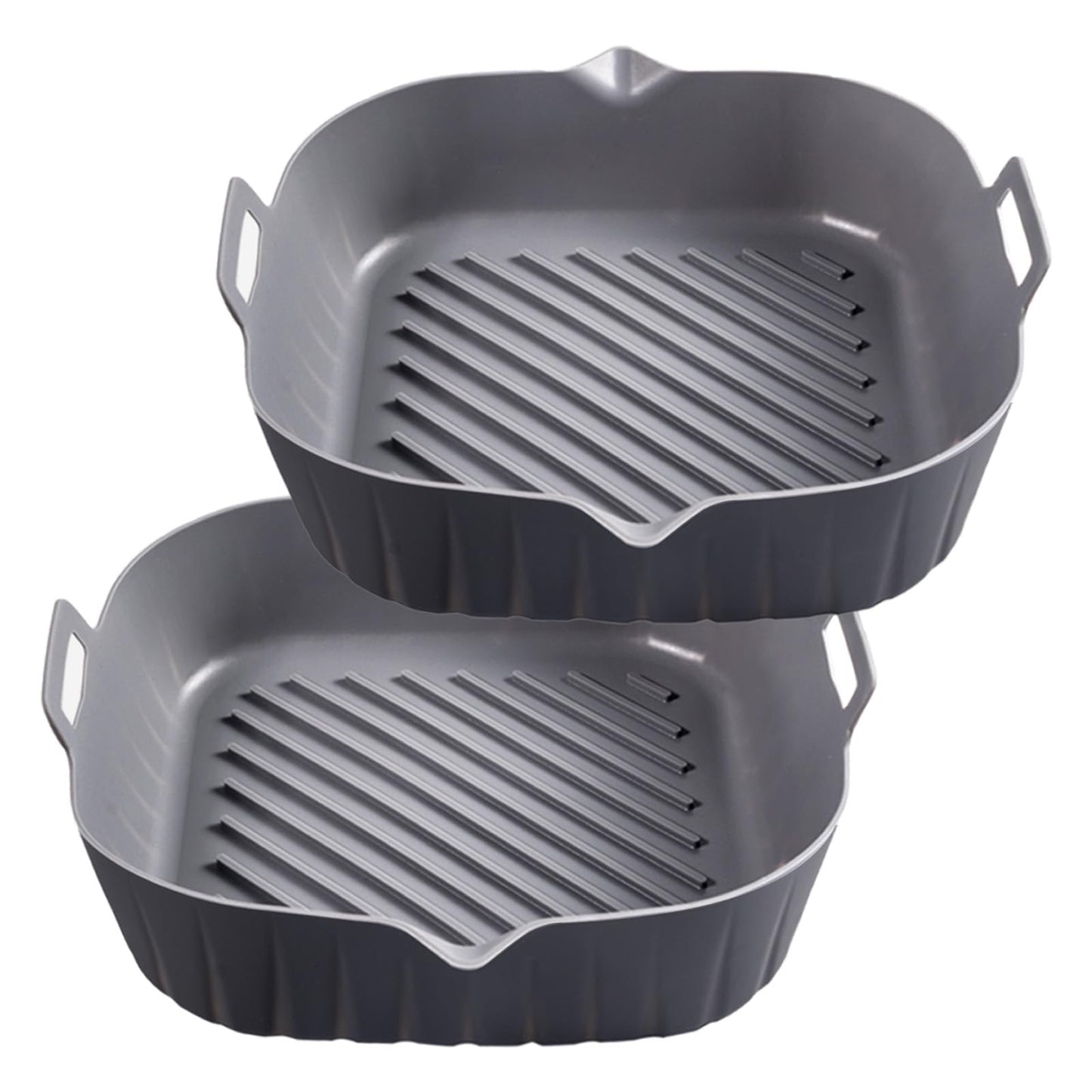 Silicone Liners Square for Air Fryer, 2 Pcs Non-stick Food-grade Reusable Basket Silicone Pot Baking Tray Airfryer Accessories, Top Size 8 inches, Bottom Size 7 inches