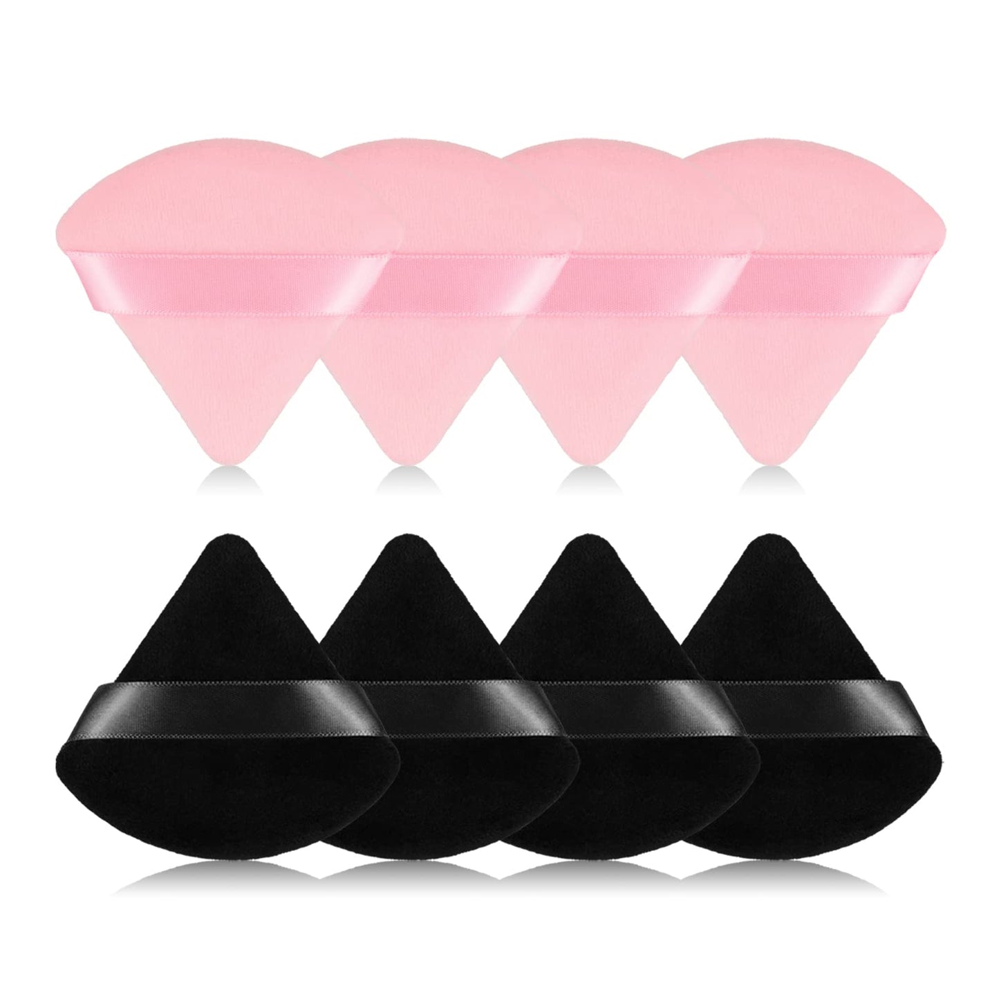 8Pcs of Triangular Powder Puff Makeup Sponges, Made of Super-soft Velvet, Designed for Contouring, Eye, and Corner, Beauty Blender Foundation Mixing Container.(Black)