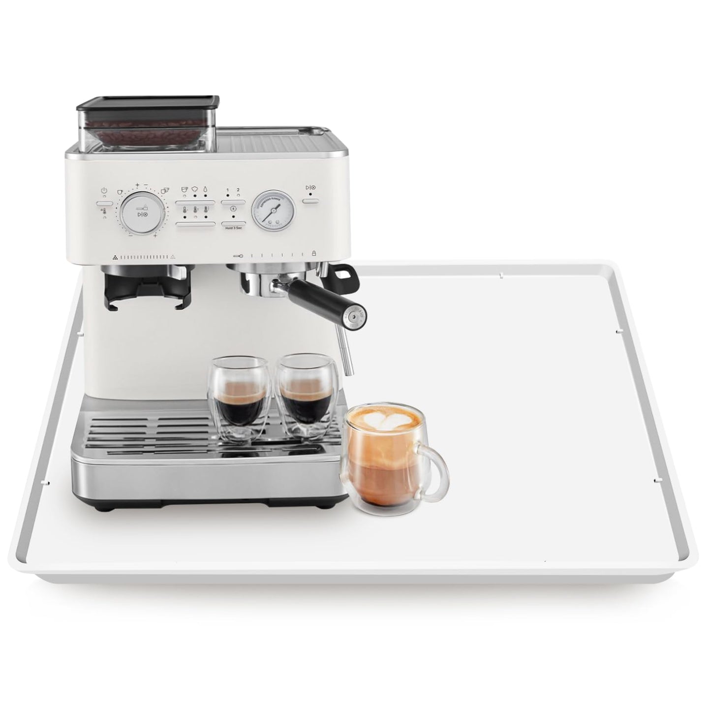 TOHONFOO Silicone Coffee Mat with Lip, 19.7'' x 15'' Heavy Duty Bar Mat, Coffee Tray for Countertop Fit Under Machine Pot Espresso Machine, Grey