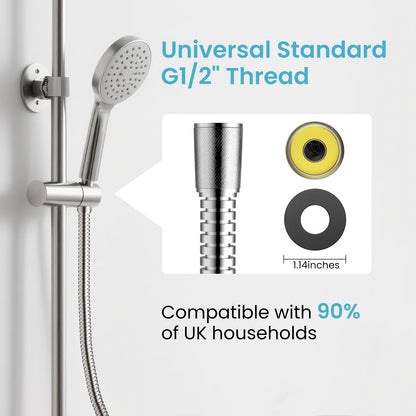 PWERAN Shower Hose 71 Inches Stainless Steel Extra Long Handheld Shower head Hose Flexible and Durable (Chrome)