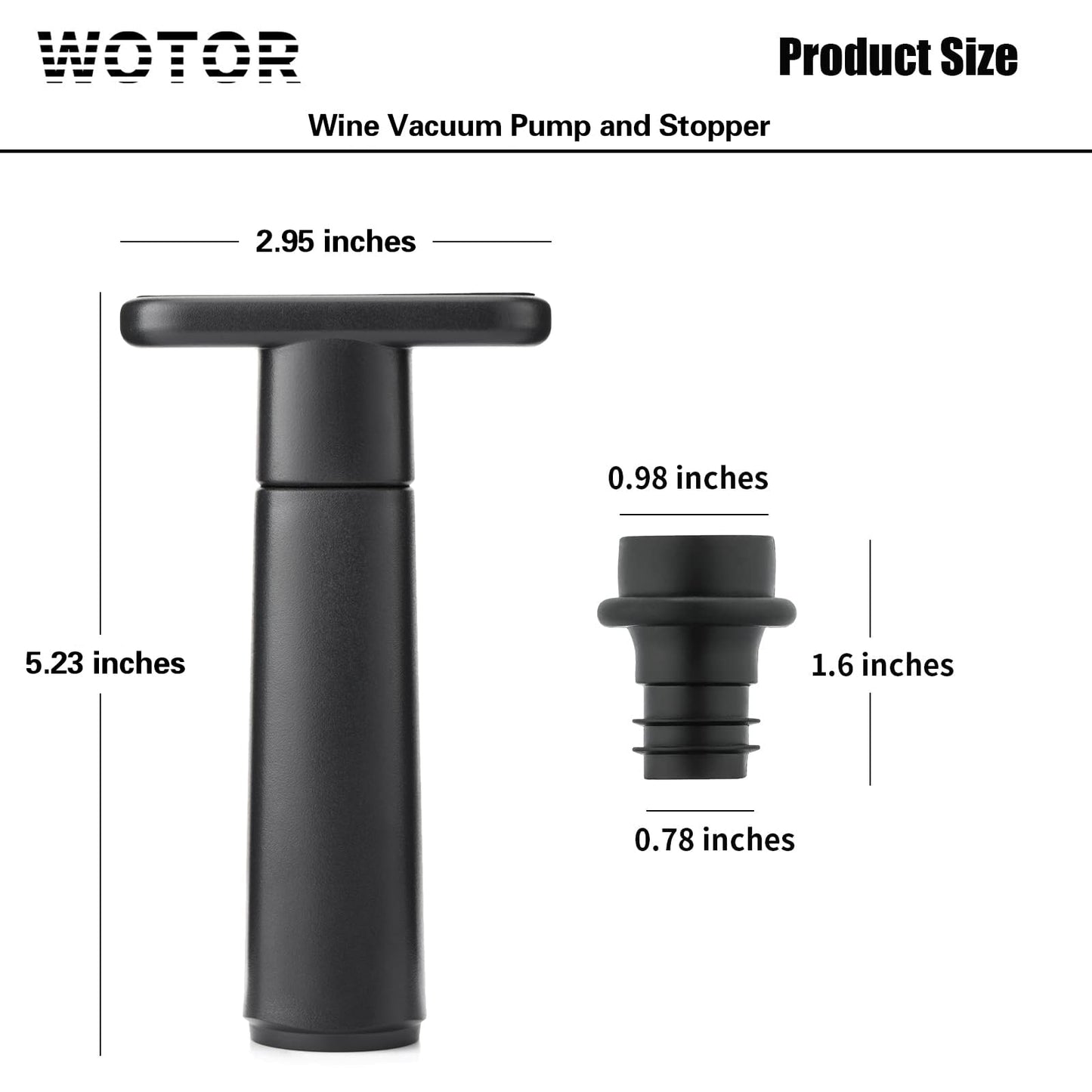 WOTOR Wine Saver Vacuum Pump with 20 Stoppers, Wine Stopper & Preserver, Reusable Bottle Sealer Keeps Fresh, Ideal Accessories Gift (Flat Handle)