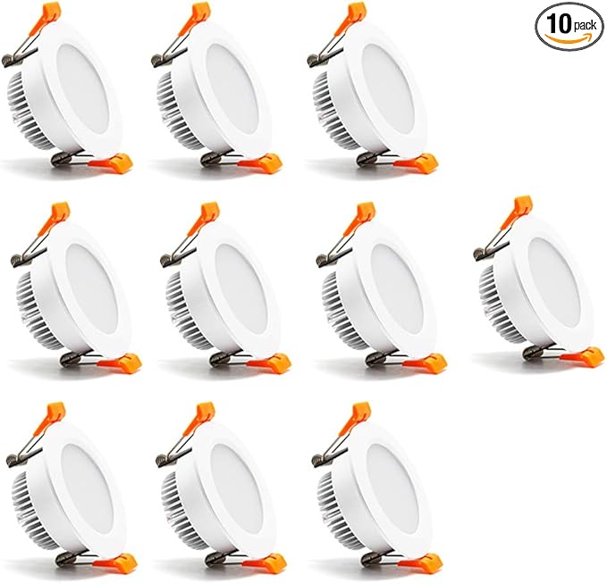 2.5 inch Dimmable LED Recessed Lighting, 5W Retrofit Downlight, 4000K Natural White, CRI 80 with LED Driver, as AC 110V Ceiling Light Fixture for Living Room, Kitchen, Bedroom, Hallway, 10 Pack