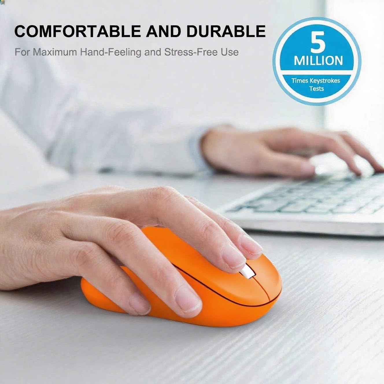 WisFox 2.4G Wireless Mouse for Laptop, Ergonomic Computer Mouse with USB Receiver and 3 Adjustable Levels, 6 Button Wireless Mice for Windows Mac PC Notebook (Grey)