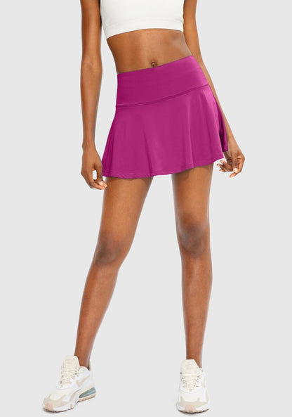 SANTINY Pleated Tennis Skirt for Women with 4 Pockets Women's High Waisted Athletic Golf Skorts Skirts for Running Casual (Rose_XXS)