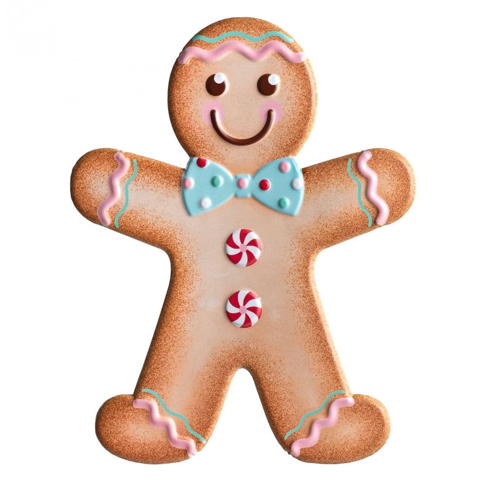 Craig Bachman 13" Gingerbread Metal Sign for Wreath Accents, Door/Wall Hangers, Crafts or Decorations (1, Boy - Pastel Pink, Blue)