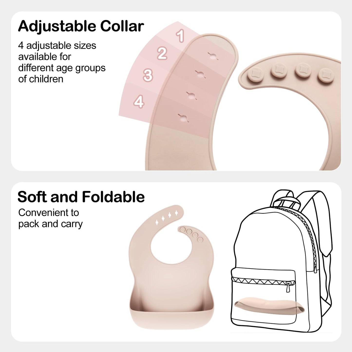 Eascrozn Silicone Bibs for Babies Toddler Set of 3, BPA Free, Soft Adjustable Waterproof Bibs for Feeding Essentials