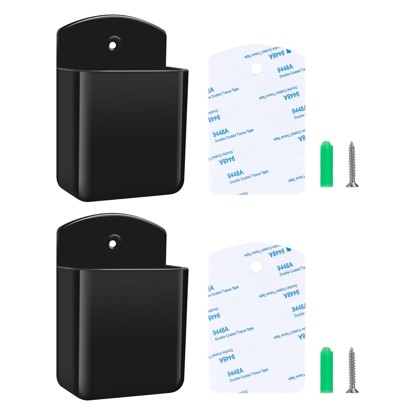 Aecsze 2 PCS Remote Control Holders Wall Mount, Self Adhesive TV Air Conditioner Remote Control Holder, Wall Mount Storage Box Organizer Wall Pen Holder Storage for Home Office School (Black, 2)