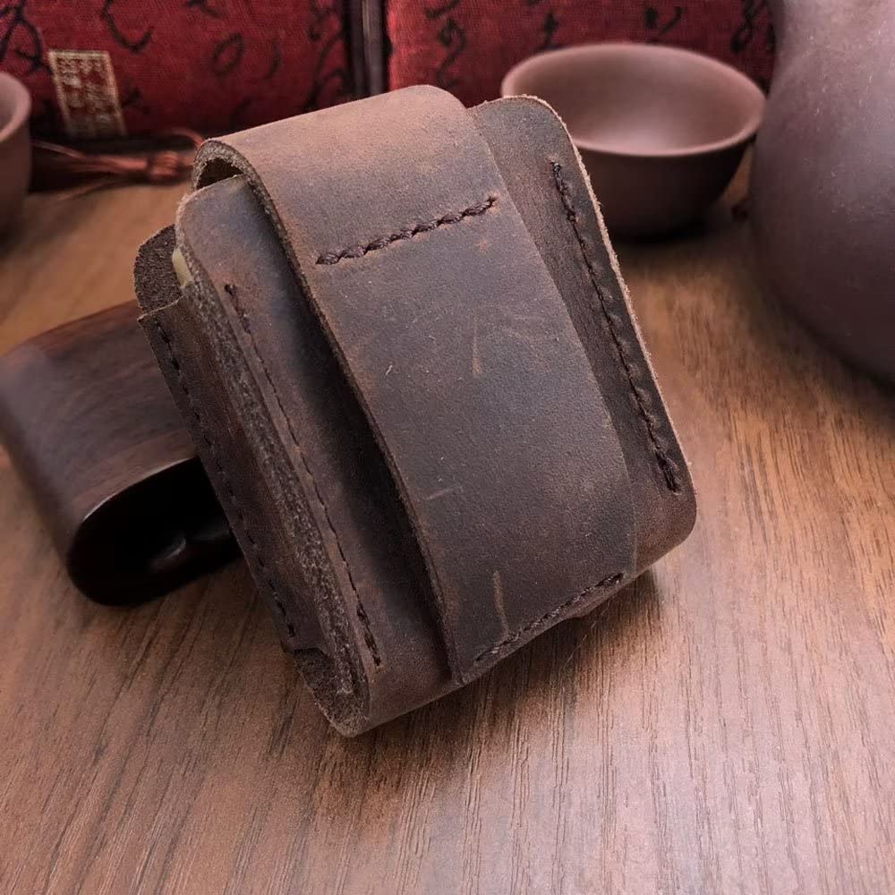 Berfea Lighter Case Cover Pouch Genuine Leather Lighter Belt Sheath Holder Protective Holster Compatible with Zippo Lighter