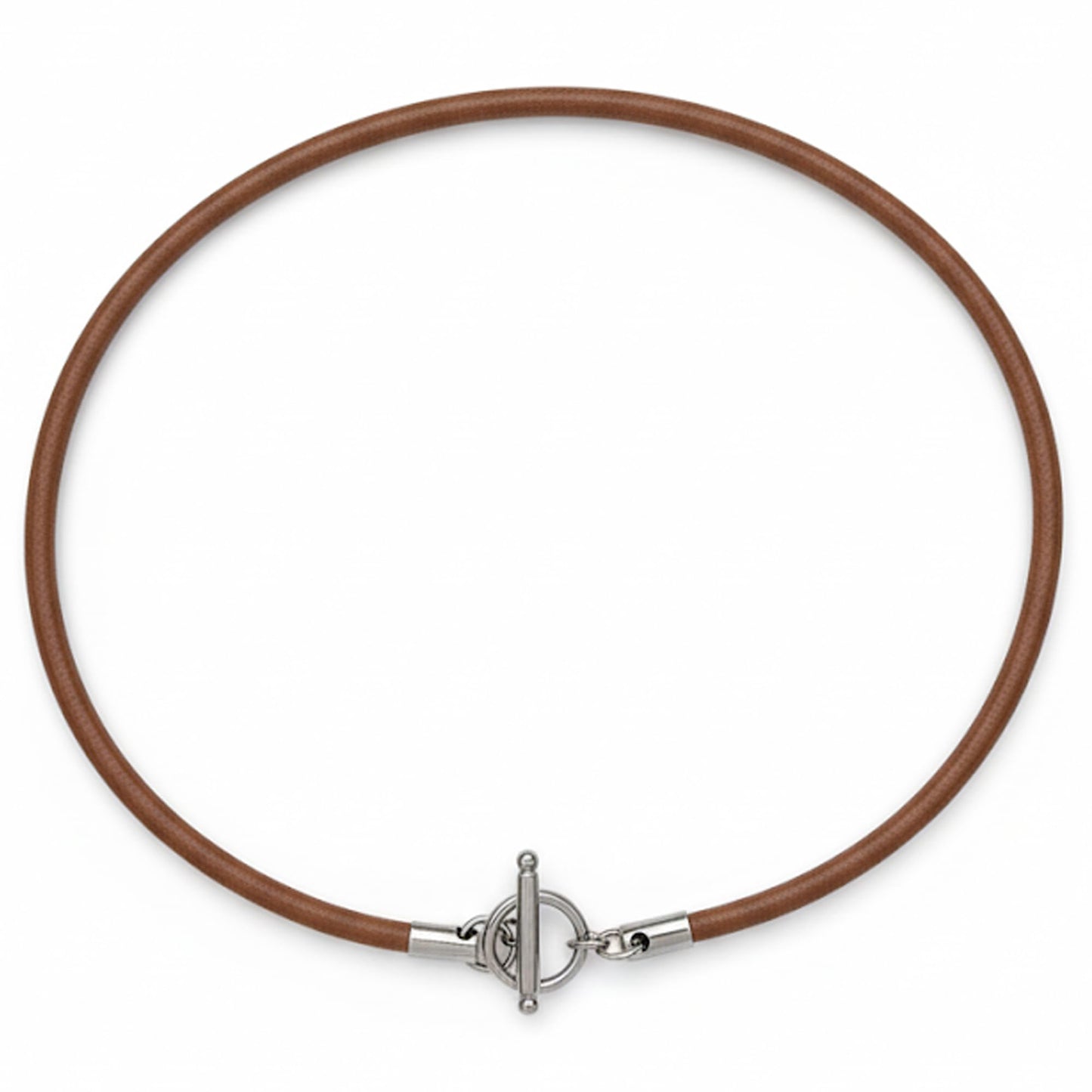 Leporem Leather Cord Necklace, 4mm Cowhide with Stainless Steel Toggle Bar Closure, Minimal Unisex Necklace for Charms & Pendants (Brown, 14 inch)