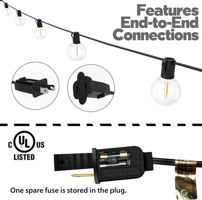 Lampat String Lights, LED 25 Light Bulbs 25Ft G40 Globe String Lights with Bulbs-UL Listd for Indoor/Outdoor Commercial Decor