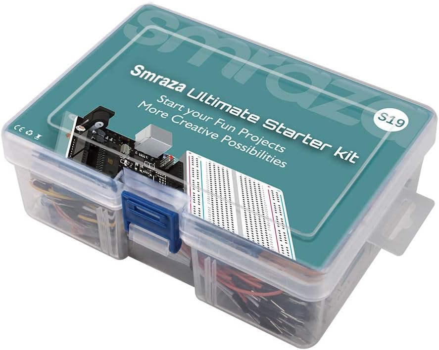 Smraza Ultimate Starter Kit with Tutorial, Breadboard Holder, Jumper Wires, Resistors, DC Motor Compatible with Arduino R3 Project Compatible with Mega 2560 Compatible with Nano