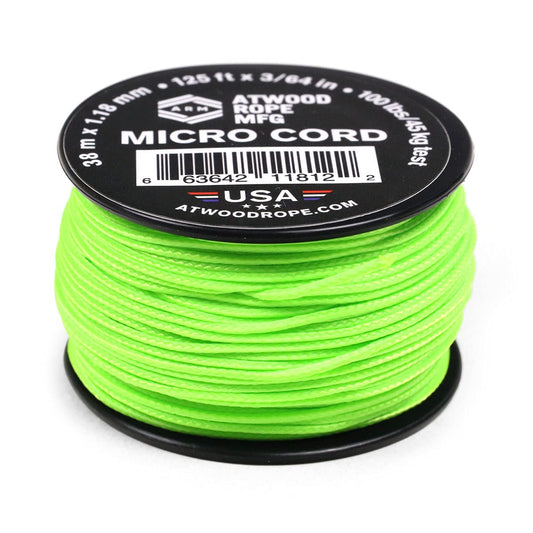 Atwood Rope MFG Micro Utility Cord 1.18mm X 125ft Reusable Spool | Tactical Nylon/Polyester Fishing Gear, Jewelry Making, Camping Accessories (Neon Green)