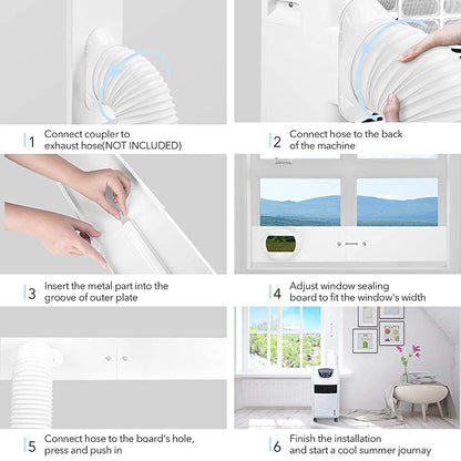 Portable Air conditioner Window Kit, Adjustable Vertical/Horizontal Sliding Window Kit Plate for Unit, AC Window Vent Seal Suitable for 5.9” AC Exhaust Hose