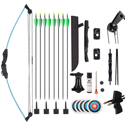 SOPOGER Compound Bow and Arrow Set for Youth & Teens, Beginner Archery Set with 15-18 LB Draw Weight, 8 Arrows, Target Paper & Arm Guard Outdoor Shooting Sports Equipment for Beginners (Blue)