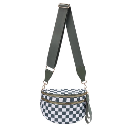 Nylon Crossbody Bags Bum Bag for Women Large Sling Bag Purse with Adjustable Strap（Black）