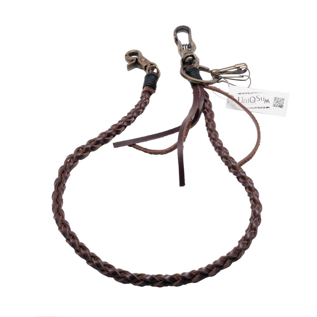 UNIQSUM Braided Genuine leather wallet chain Biker Punk Key chains (Vintage DB)