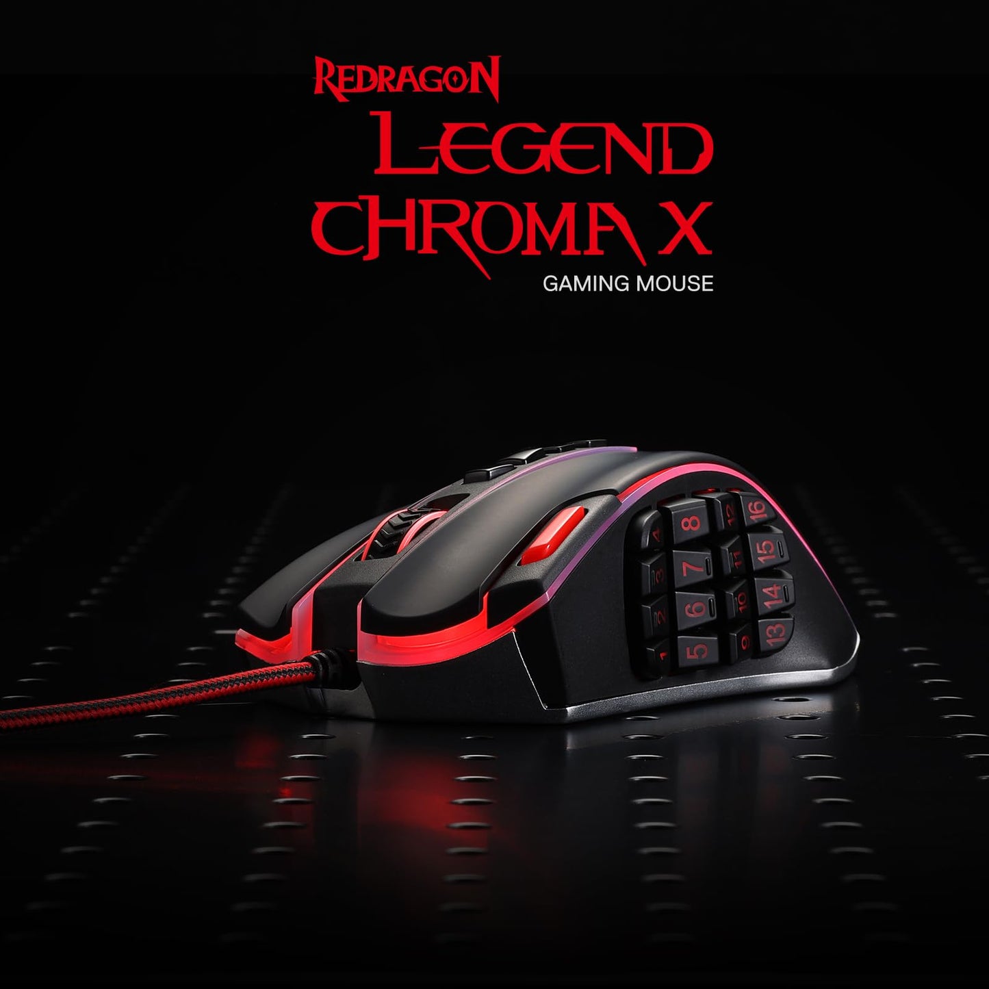 Redragon M913 Impact Elite Wireless Gaming Mouse, 16000 DPI Wired/Wireless RGB Mouse with 16 Programmable Buttons, 45 Hr Battery and Pro Optical Sensor, 12 Side Buttons MMO Mous