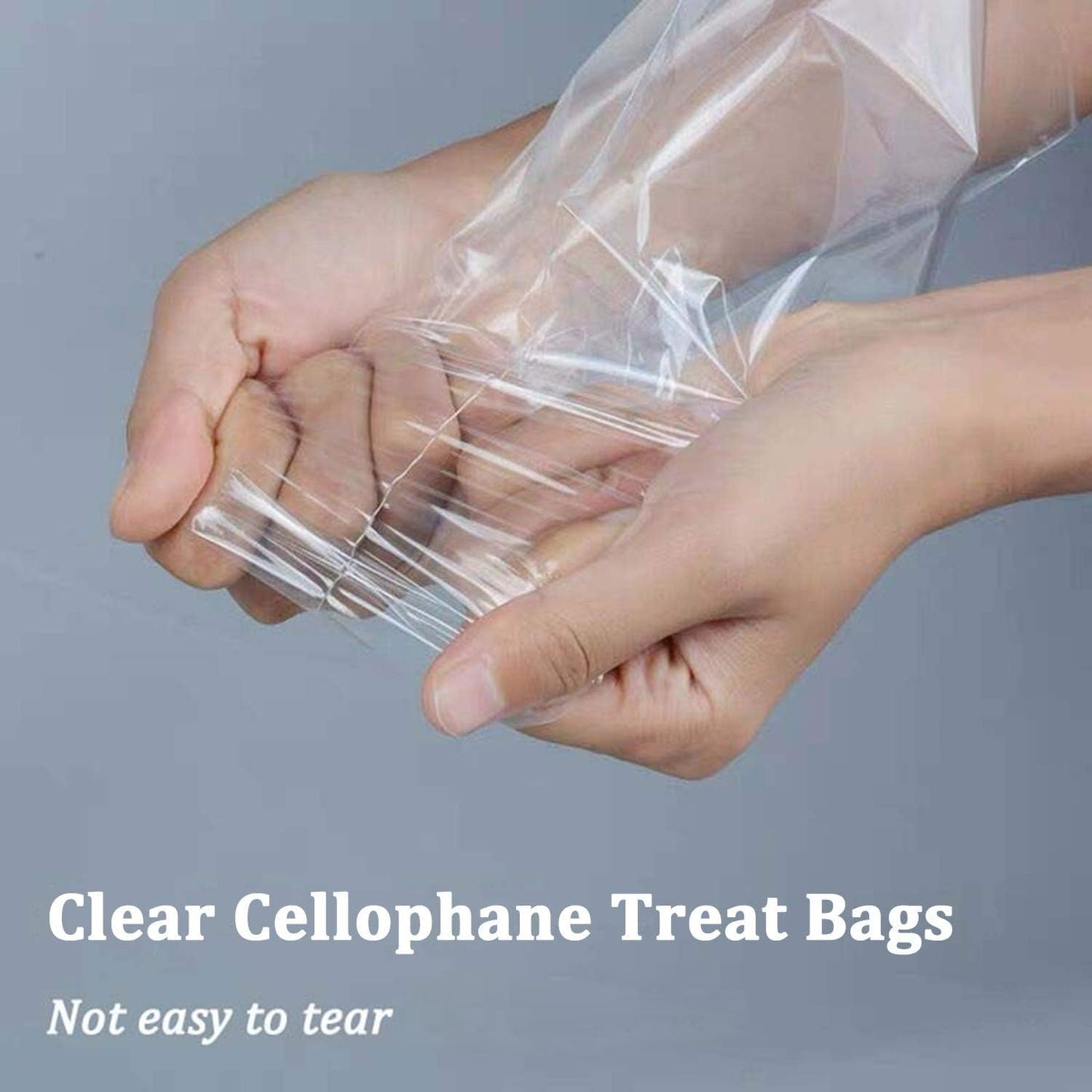 Morepack Cello Cellophane Treat Bags,200 PCS Clear Pastic Gift Bags with Twist Ties (7"x7")